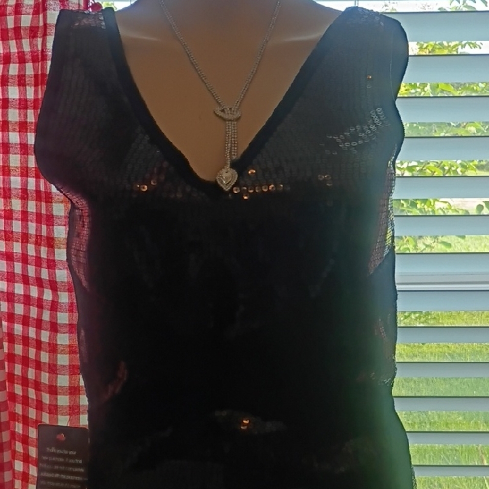bebe Black Sequin Camisole